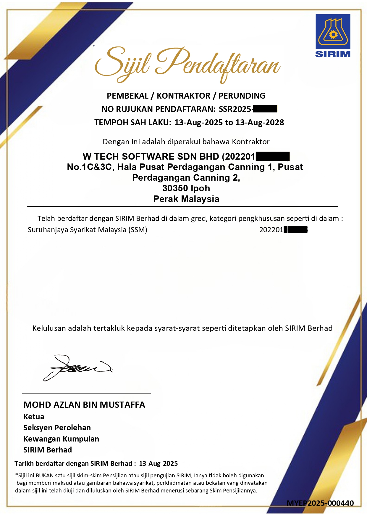 Software Company - WTSSB_SIRIM VENDOR CERT